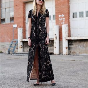 BCBG maxazria black and nude lace dress